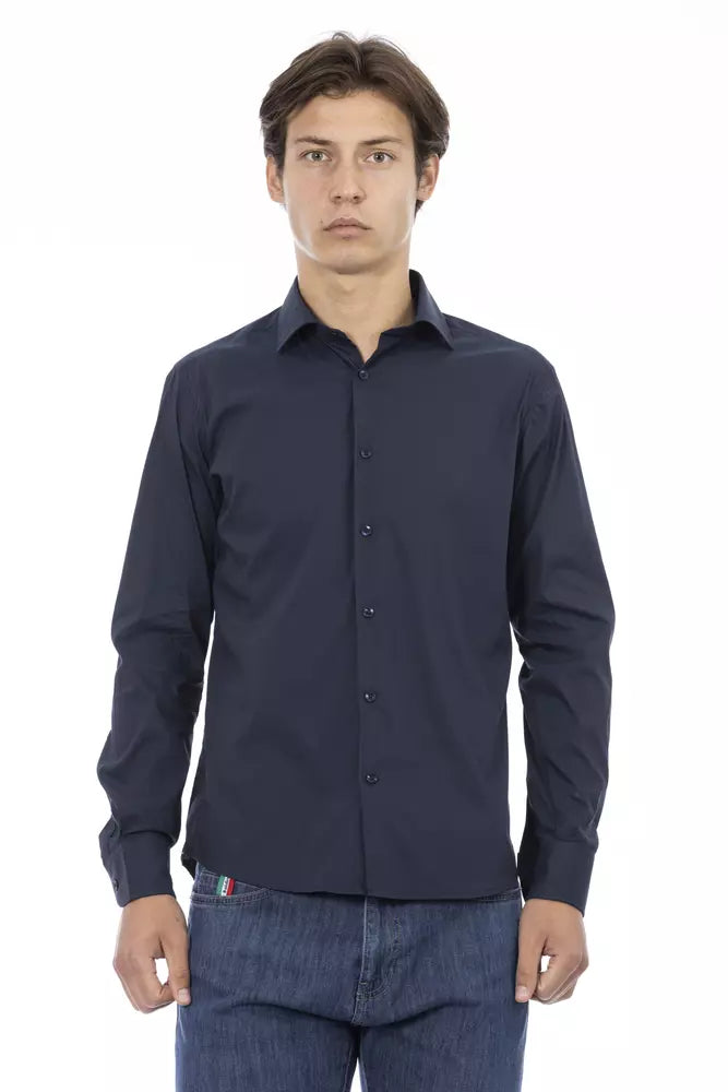 Baldinini Trend Sleek Blue Slim-Fit Designer πουκάμισο