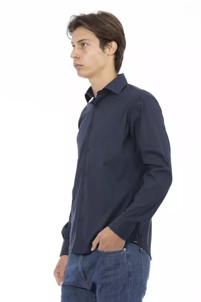 Baldinini Trend Sleek Blue Slim-Fit Designer πουκάμισο