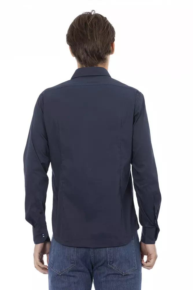 Baldinini Trend Sleek Blue Slim-Fit Designer πουκάμισο