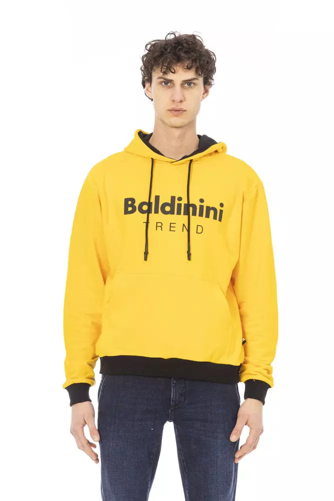 Baldinini Trend Sunshine Yellow Cotton Hoodie με μπροστινό λογότυπο