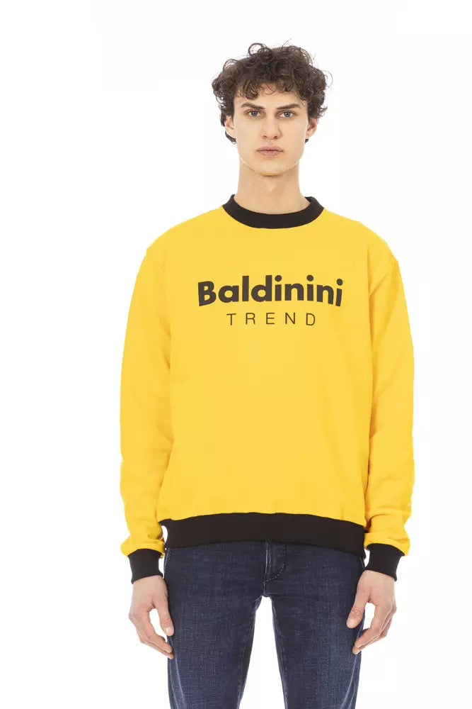 Baldinini Trend Radiant Yellow Cotton Hoodie με έμφαση στο λογότυπο