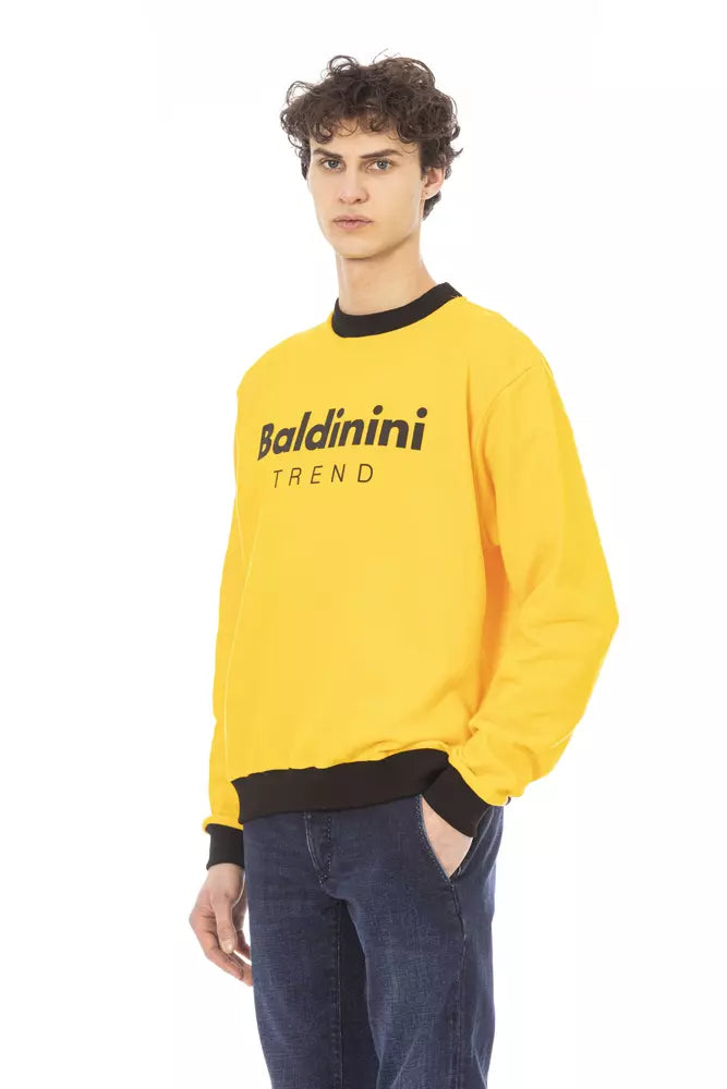 Baldinini Trend Radiant Yellow Cotton Hoodie με έμφαση στο λογότυπο