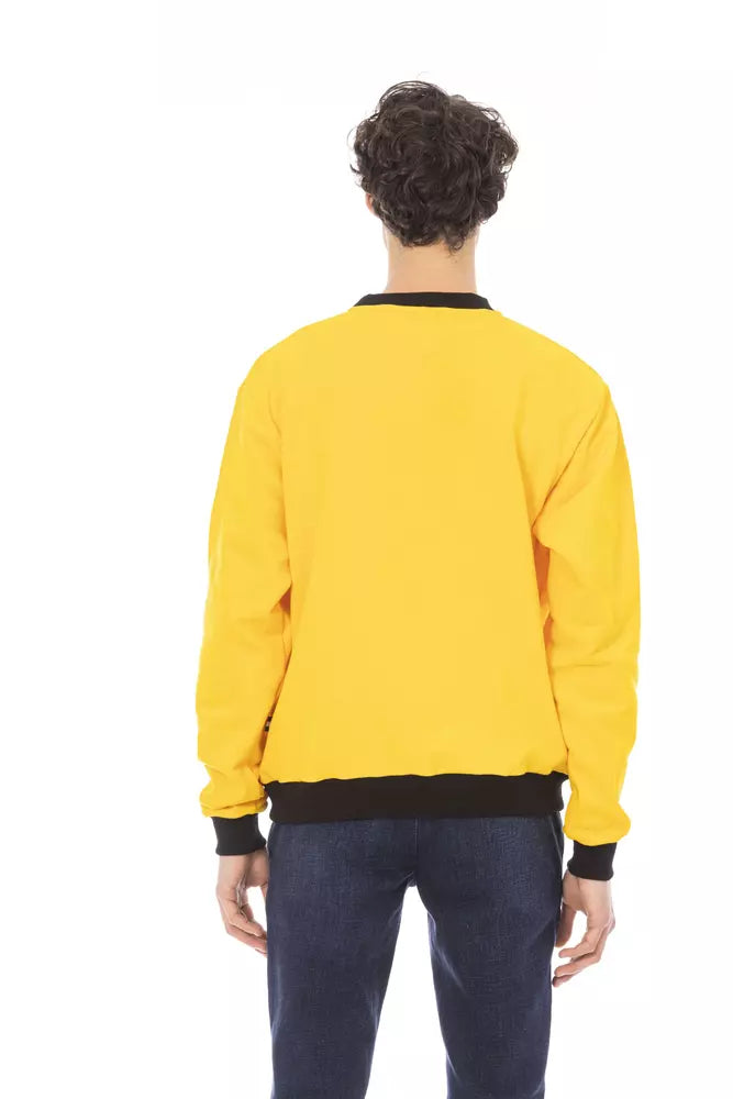 Baldinini Trend Radiant Yellow Cotton Hoodie με έμφαση στο λογότυπο