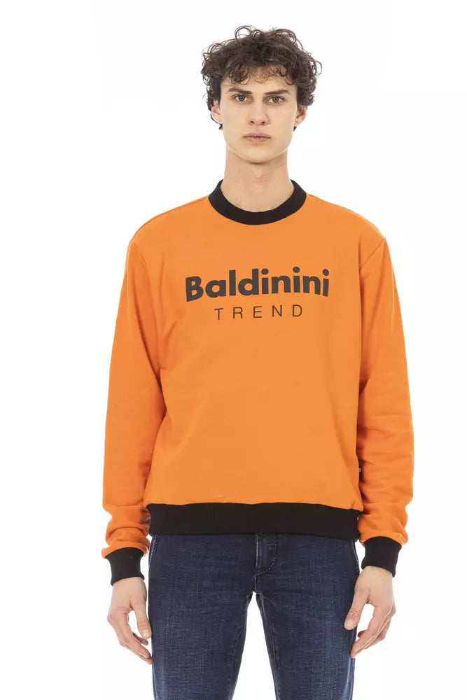 Baldinini Trend Orange Cotton Fleece Hoodie με μπροστινό λογότυπο