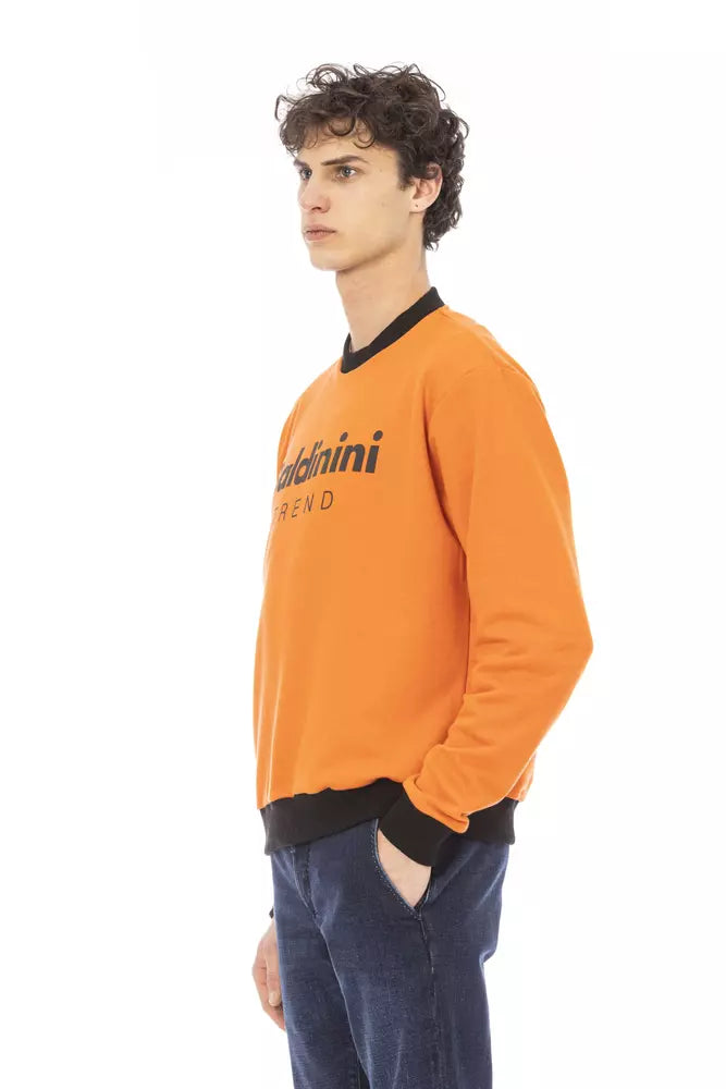 Baldinini Trend Orange Cotton Fleece Hoodie με μπροστινό λογότυπο