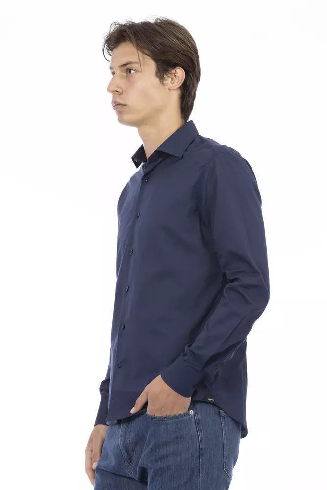 Μπλε βαμβακερό πουκάμισο Baldinini Trend Elegant Slim Fit