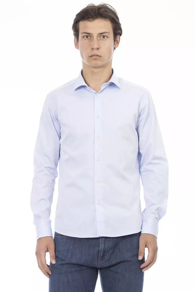 Baldinini Trend Elegant Slim Fit ανοιχτό μπλε βαμβακερό πουκάμισο