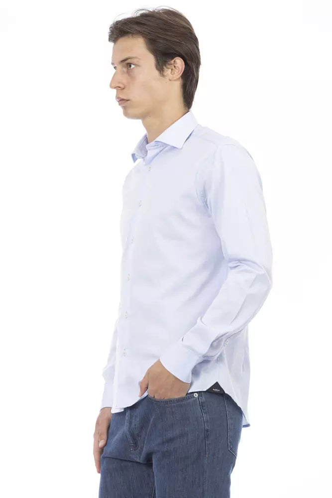 Baldinini Trend Elegant Slim Fit ανοιχτό μπλε βαμβακερό πουκάμισο