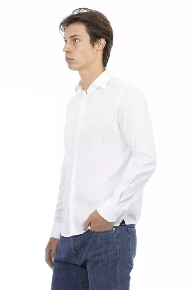 Baldinini Trend Elegant Slim Fit λευκό βαμβακερό πουκάμισο