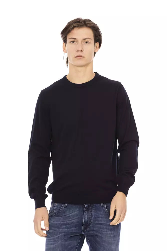 Baldinini Trend Elegant Crewneck Μπλε πουλόβερ - 100% Ύφασμα