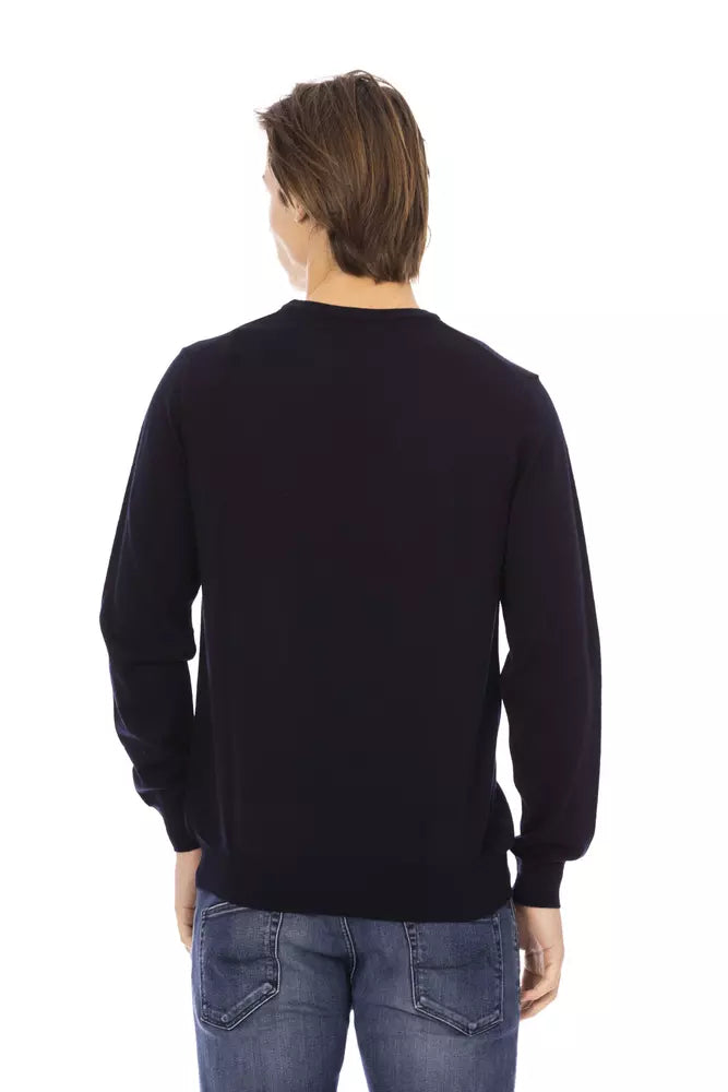 Baldinini Trend Elegant Crewneck Μπλε πουλόβερ - 100% Ύφασμα