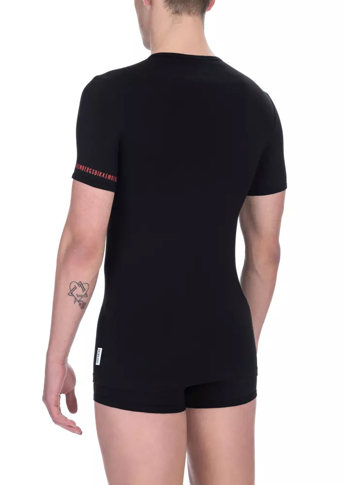 Μπλουζάκια Bikkembergs Sleek Bi-Pack Crew Neck σε μαύρο χρώμα