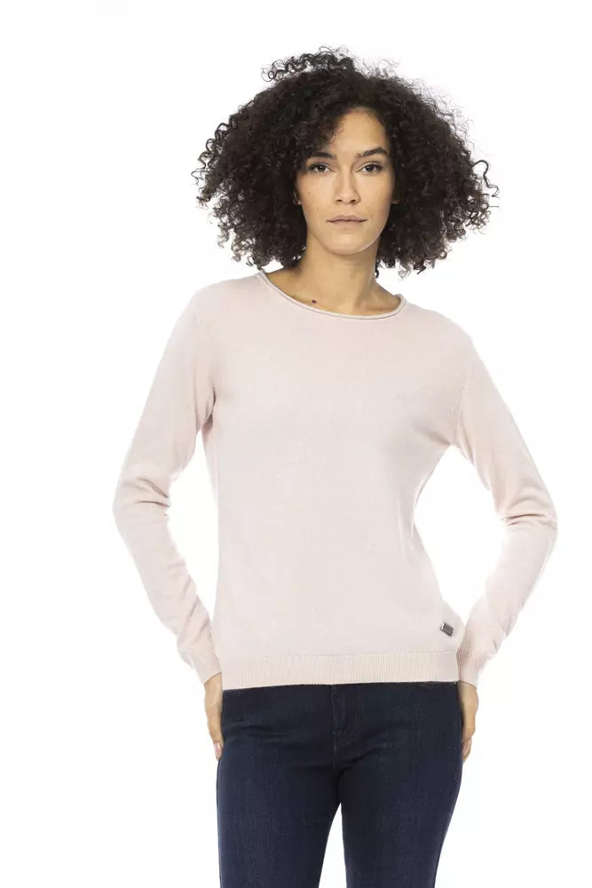 Πουλόβερ Baldinini Trend Chic Pink Crew Neck Wool-Blend