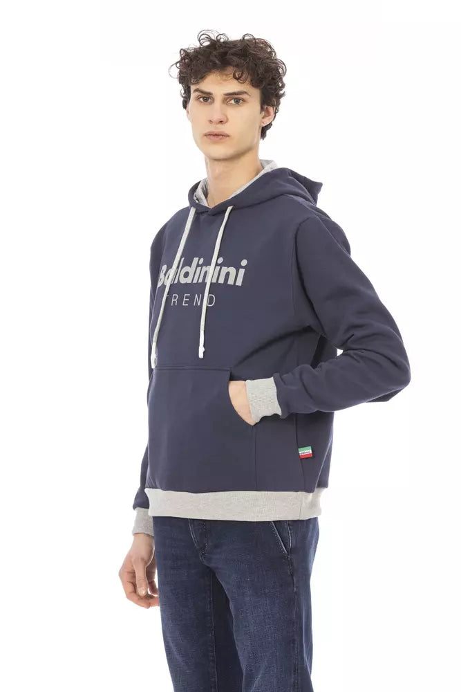 Baldinini Trend Chic Blue Cotton Fleece Hoodie με μπροστινό λογότυπο