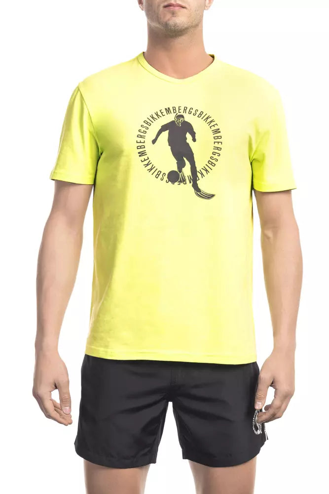 Μπλουζάκι Bikkembergs Radiant Yellow Cotton Blend Printed T-shirt