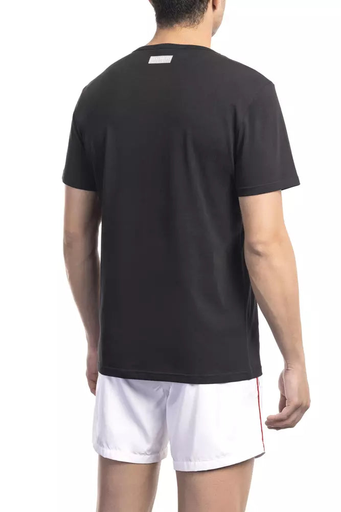 Μπλουζάκι Bikkembergs Sleek Black Cotton Blend Printed T-Shirt