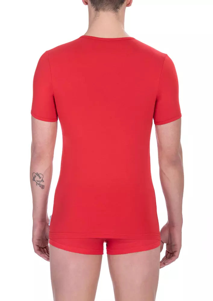 Bikkembergs Sleek V-Neck, δίχρωμο βαμβακερό μπλουζάκι