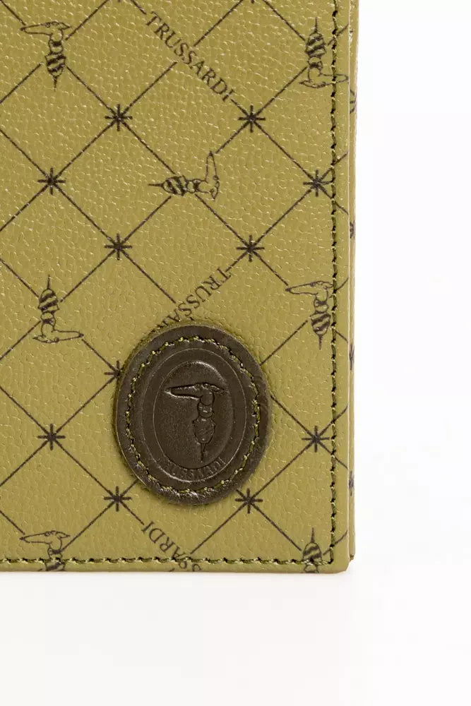 Πορτοφόλι Trussardi Elegant Green Crespo Leather Monogram