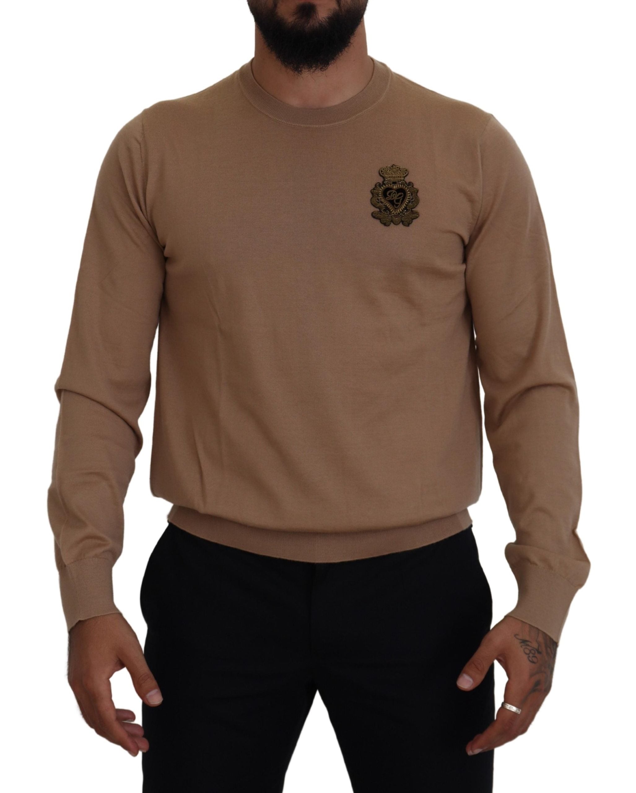 Πουλόβερ Dolce & Gabbana Beige Cashmere Crewnneck πουλόβερ