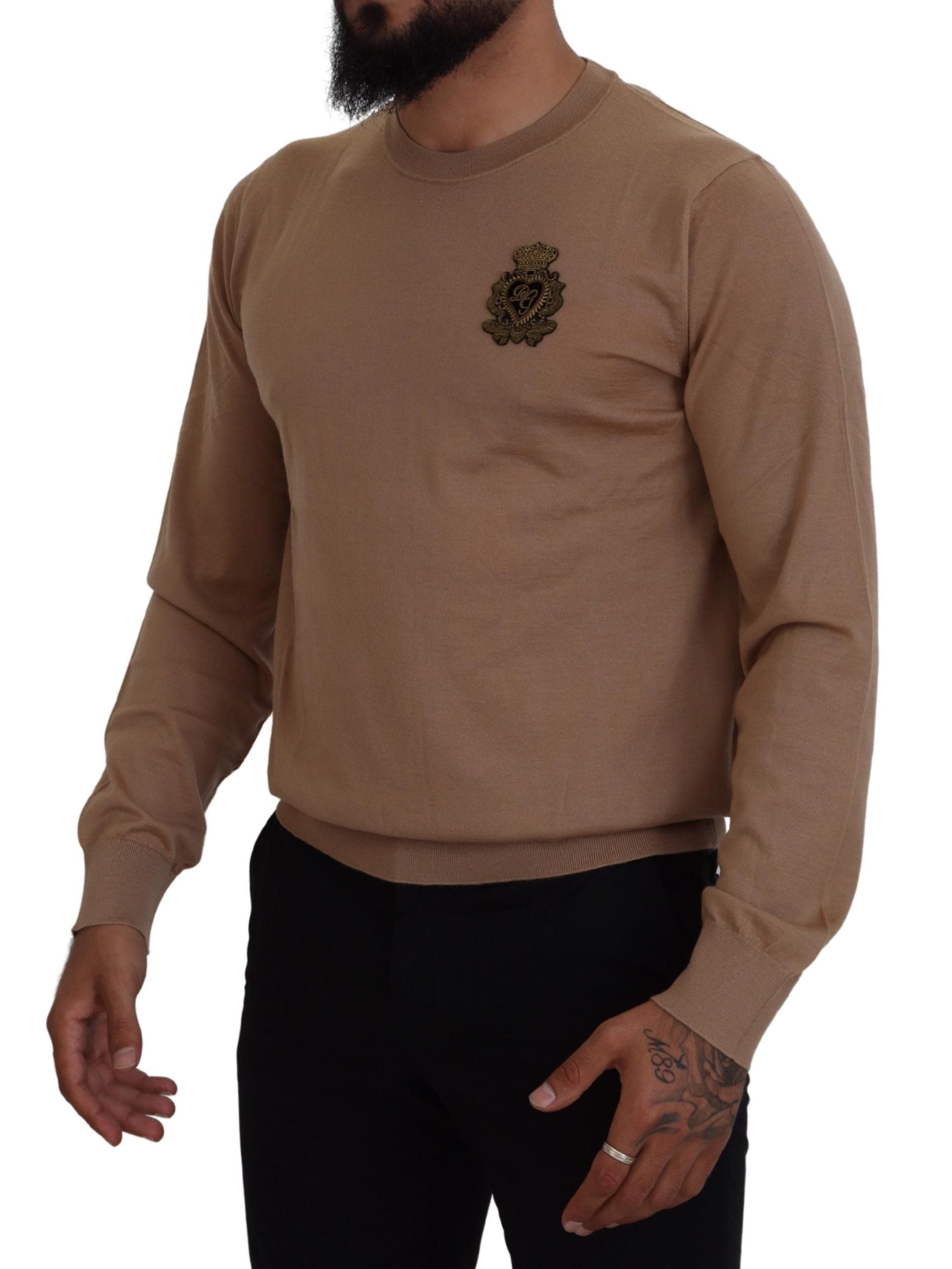 Πουλόβερ Dolce & Gabbana Beige Cashmere Crewnneck πουλόβερ