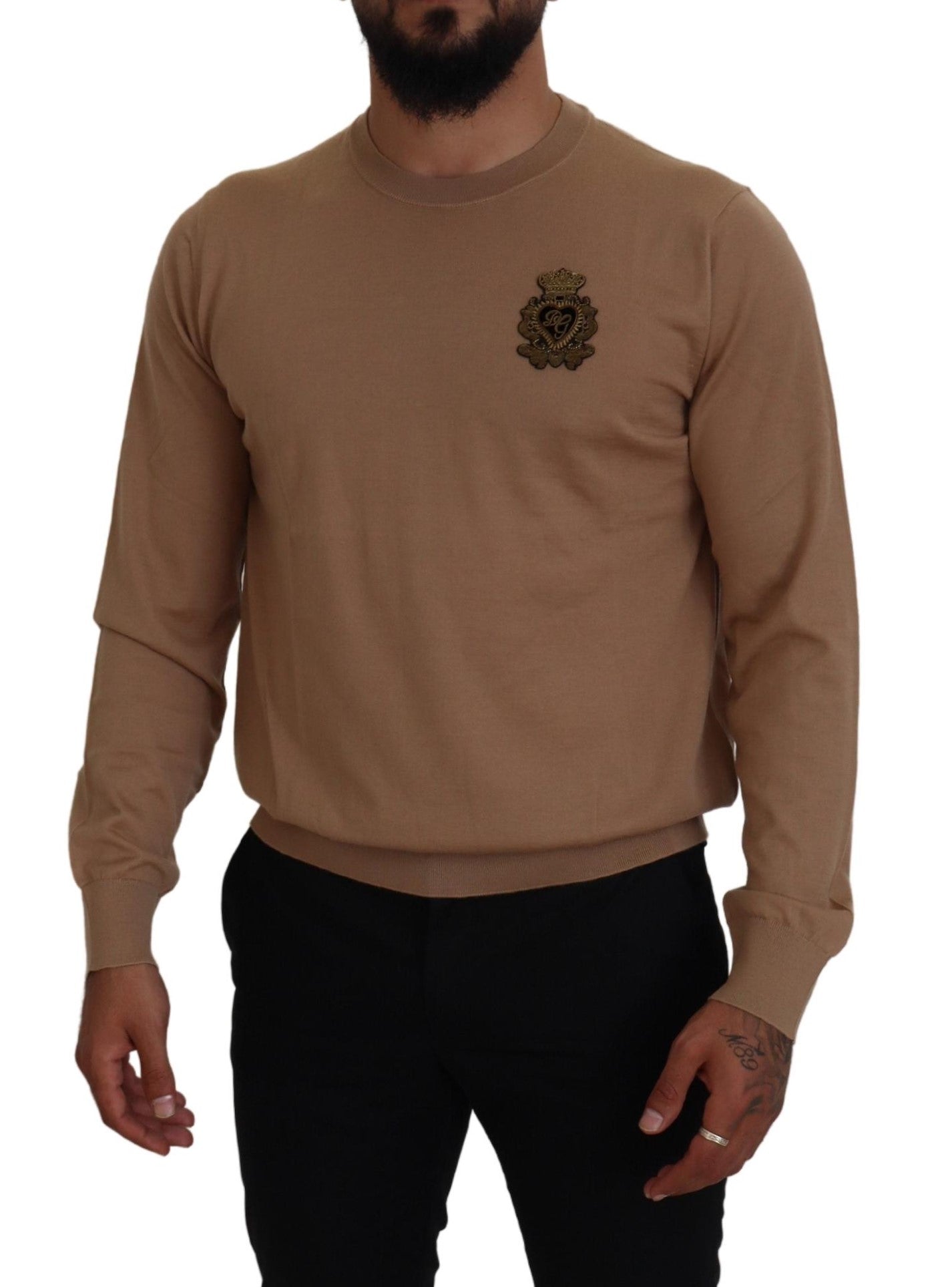 Πουλόβερ Dolce & Gabbana Beige Cashmere Crewnneck πουλόβερ