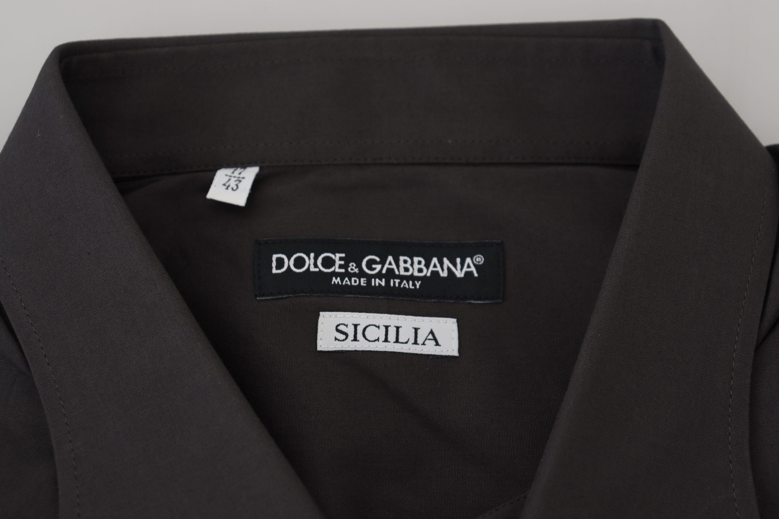 Κομψό πουκάμισο φόρεμα σε γκρι Sicilia Slim Fit Dolce &amp; Gabbana