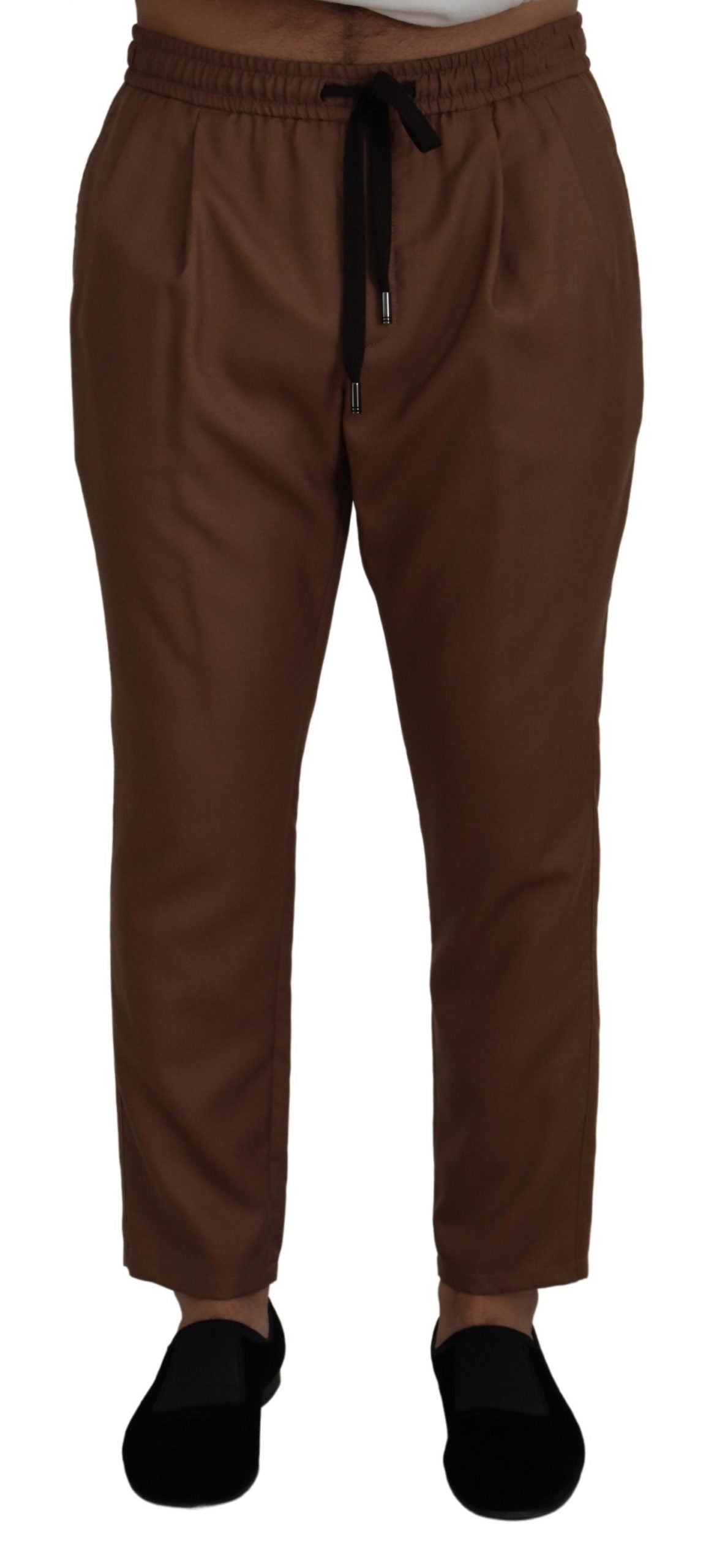 Dolce &amp; Gabbana Chic Brown Cashmere-Silk Jogger Παντελόνι