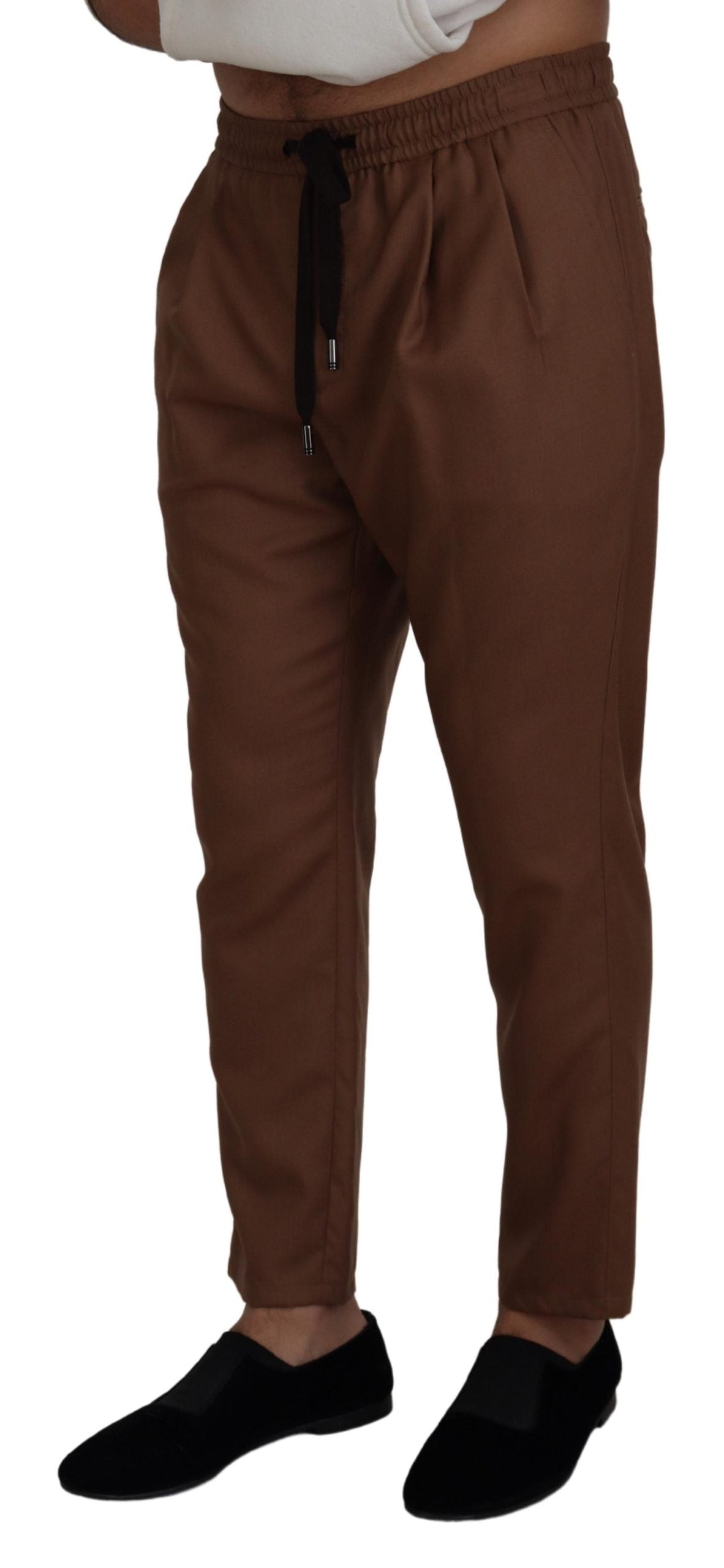 Dolce &amp; Gabbana Chic Brown Cashmere-Silk Jogger Παντελόνι