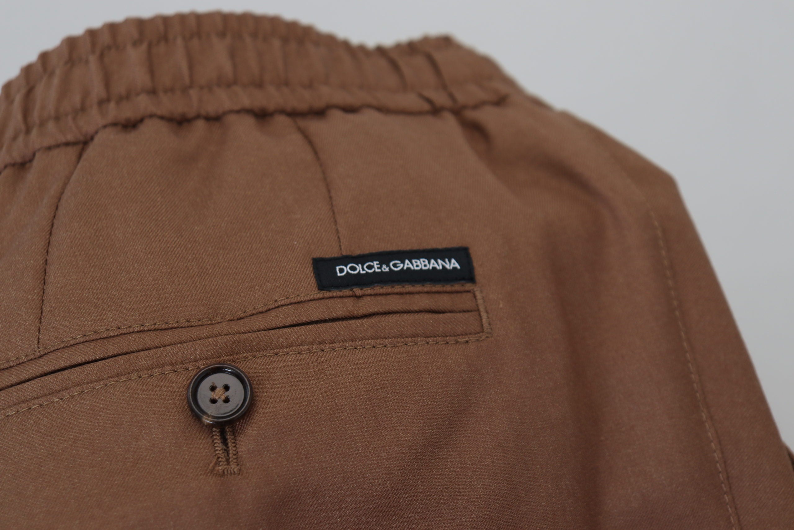 Dolce &amp; Gabbana Chic Brown Cashmere-Silk Jogger Παντελόνι