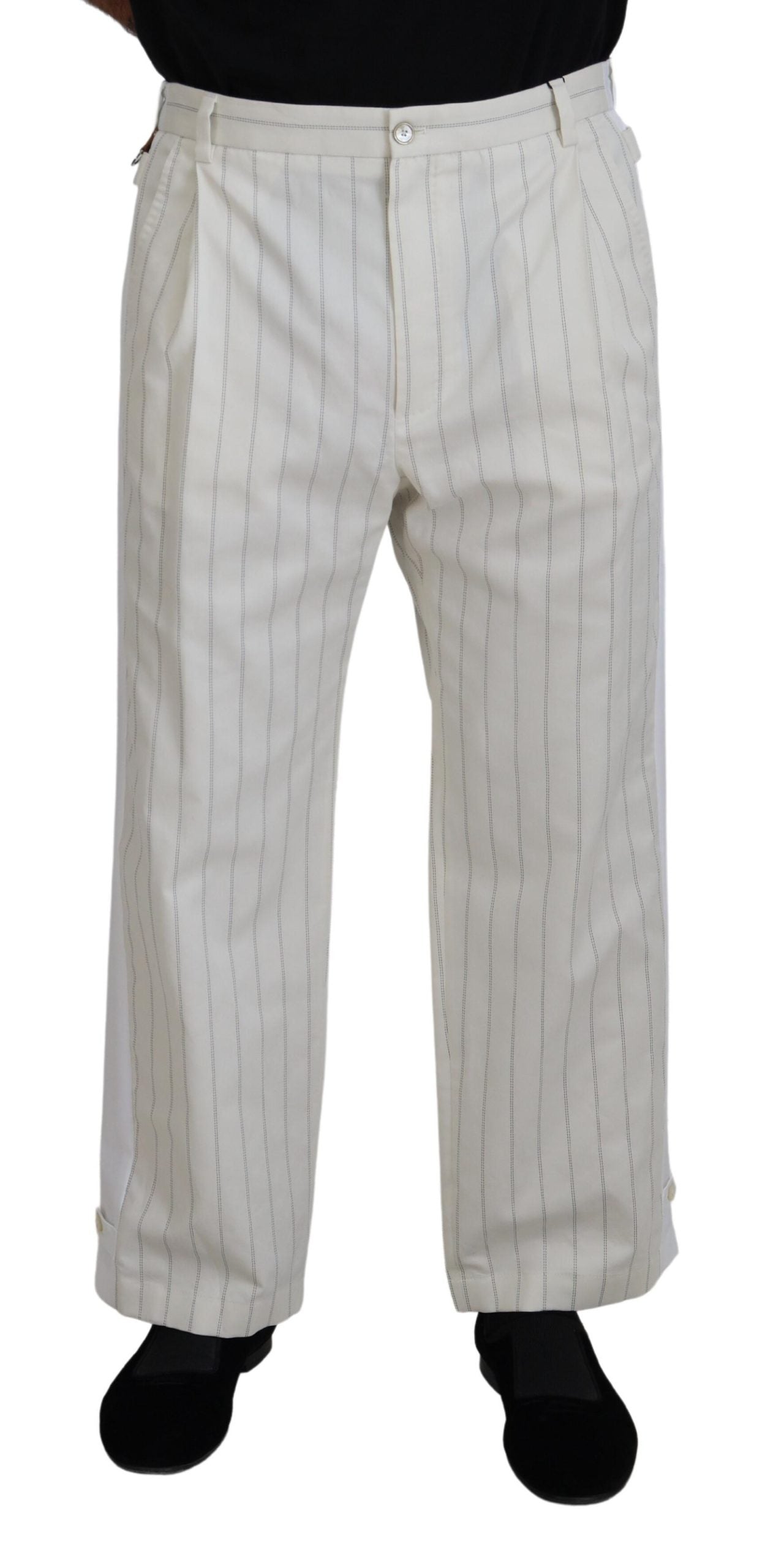 Dolce & Gabbana Elegant White Striped MainLine Trousers