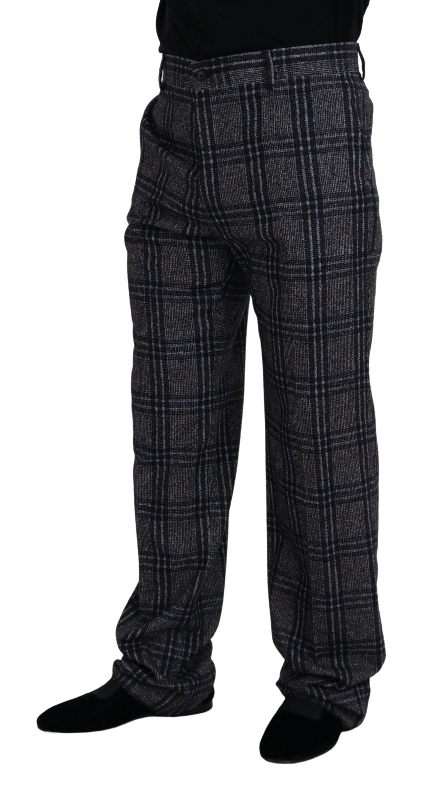 Dolce & Gabbana Elegant Gray Checkered Alpaca Blend Pants