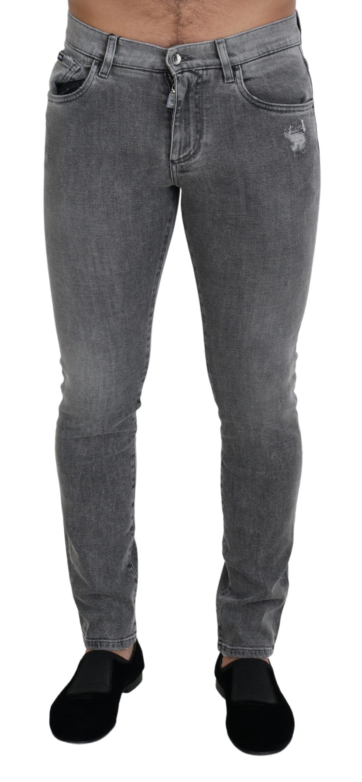 Dolce & Gabbana Chic Grey Washed Denim Pants