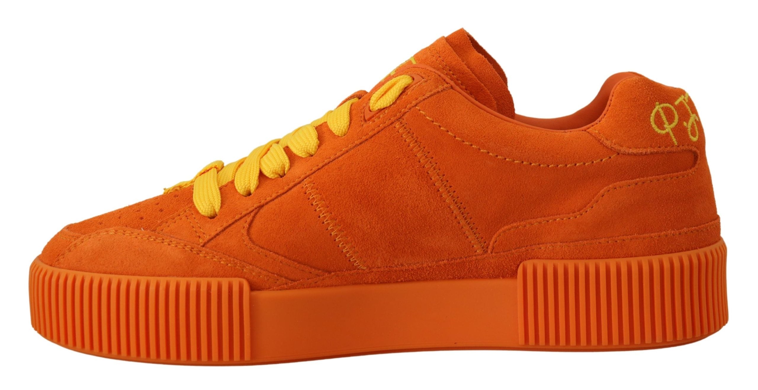 Dolce &amp; Gabbana Chic Orange Suede Lace-Up Sneakers