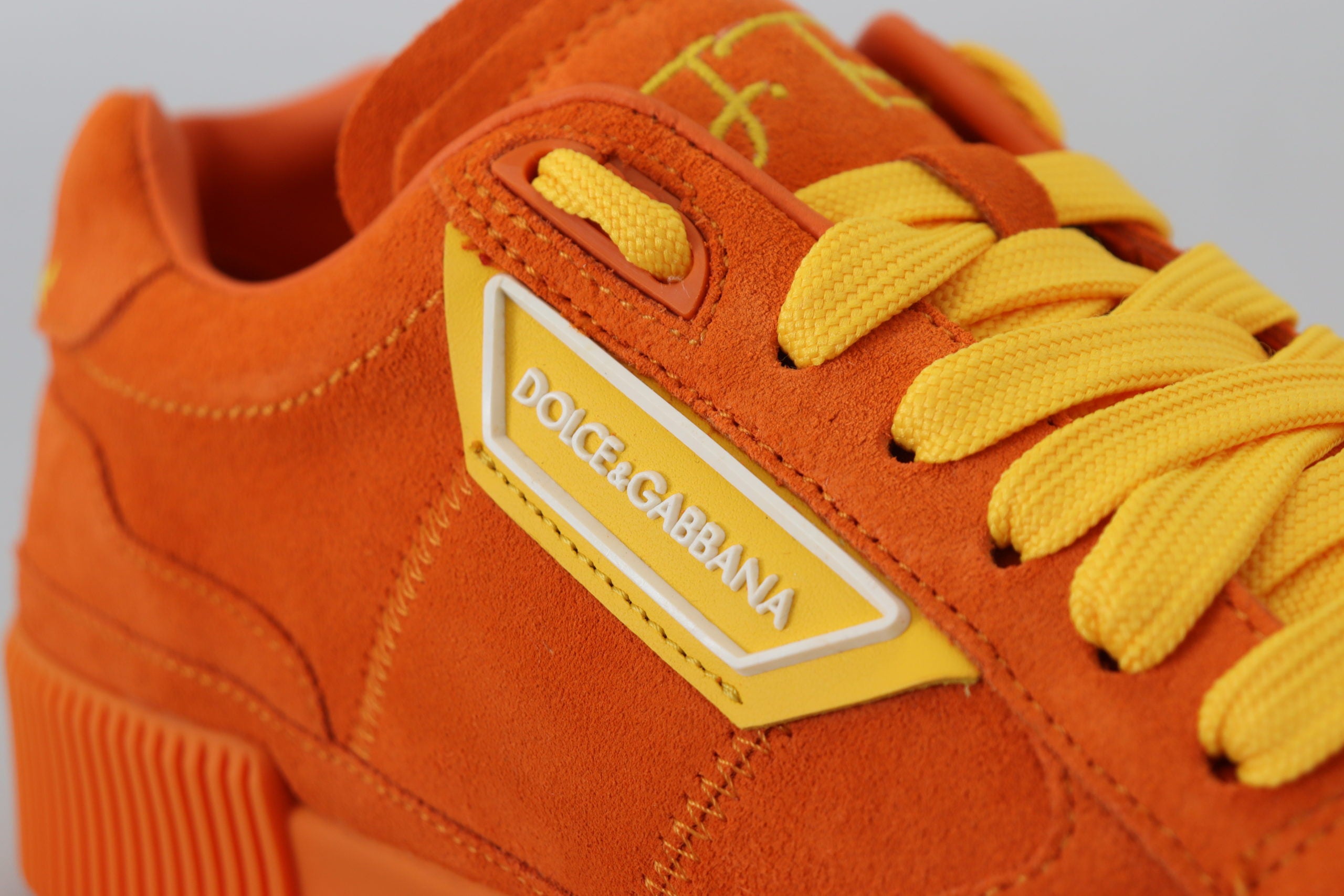 Dolce &amp; Gabbana Chic Orange Suede Lace-Up Sneakers