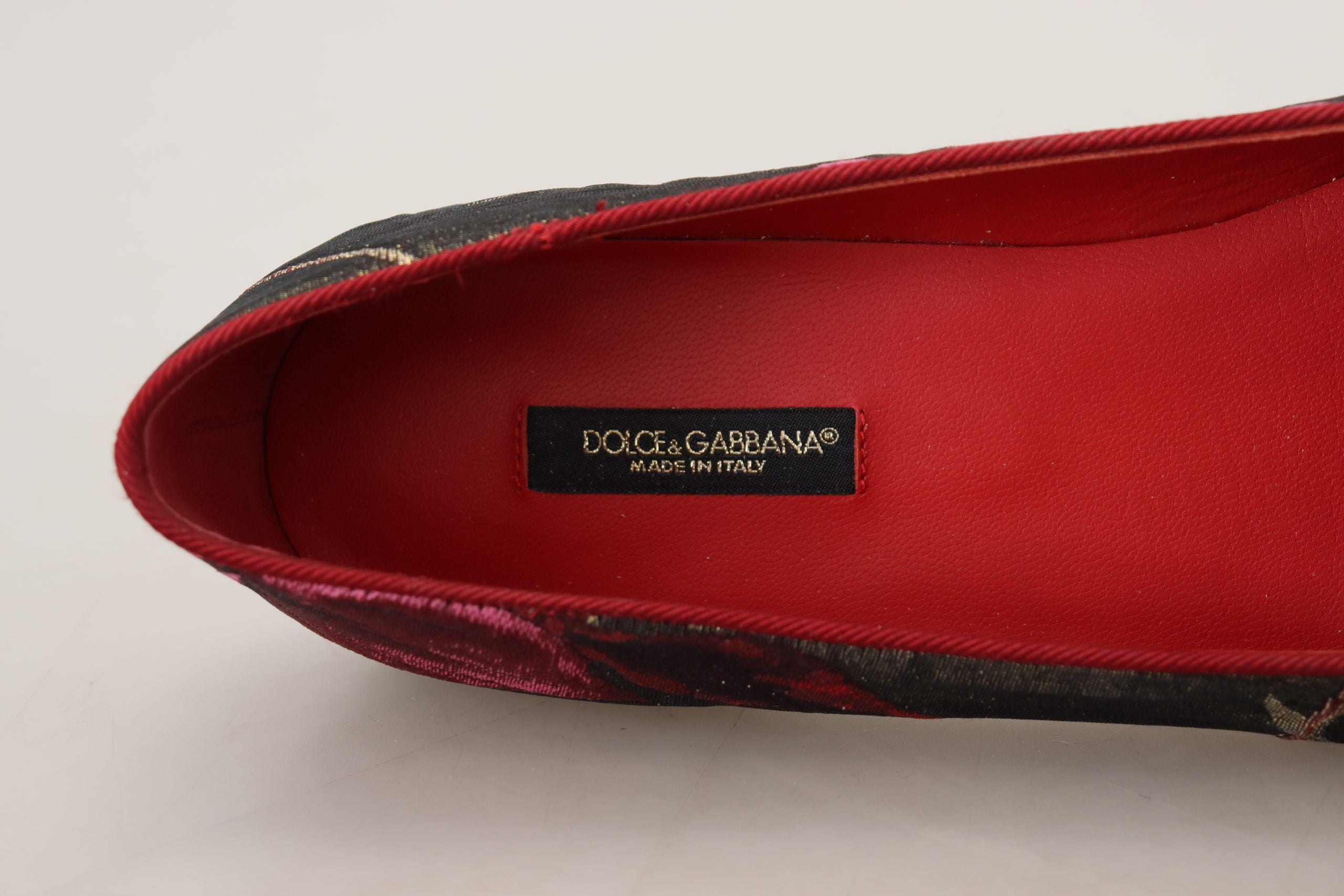 Dolce &amp; Gabbana Πολύχρωμα δερμάτινα και υφασμάτινα φλατ με Sacred Heart Patch