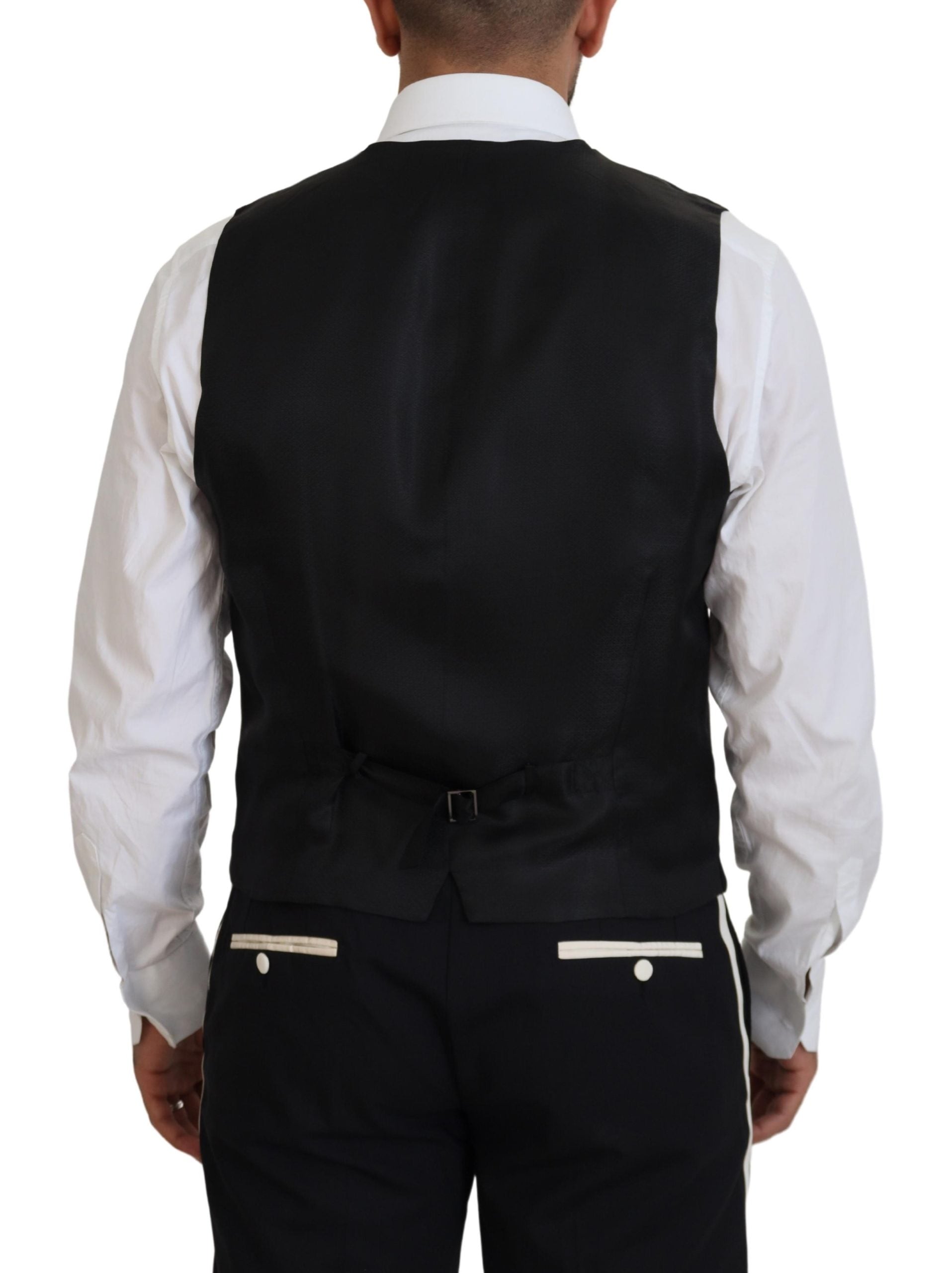 Dolce & Gabbana Elegant Black and White Slim Fit Three Piece Suit