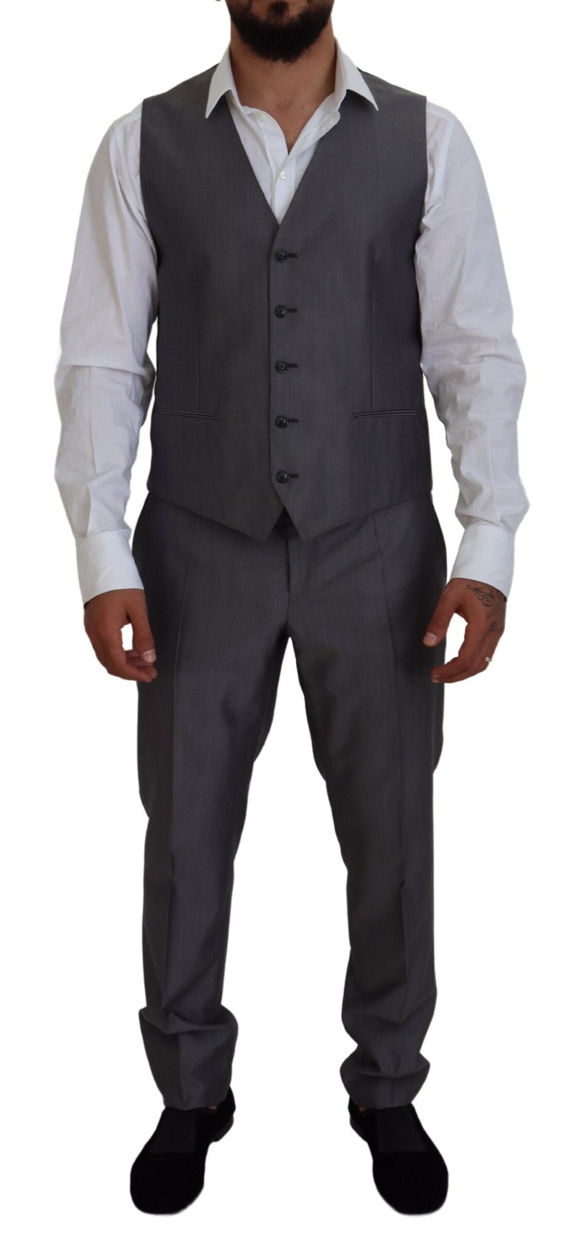 Dolce &amp; Gabbana Elegant Grey Silver Suit Sicilia σύνολο