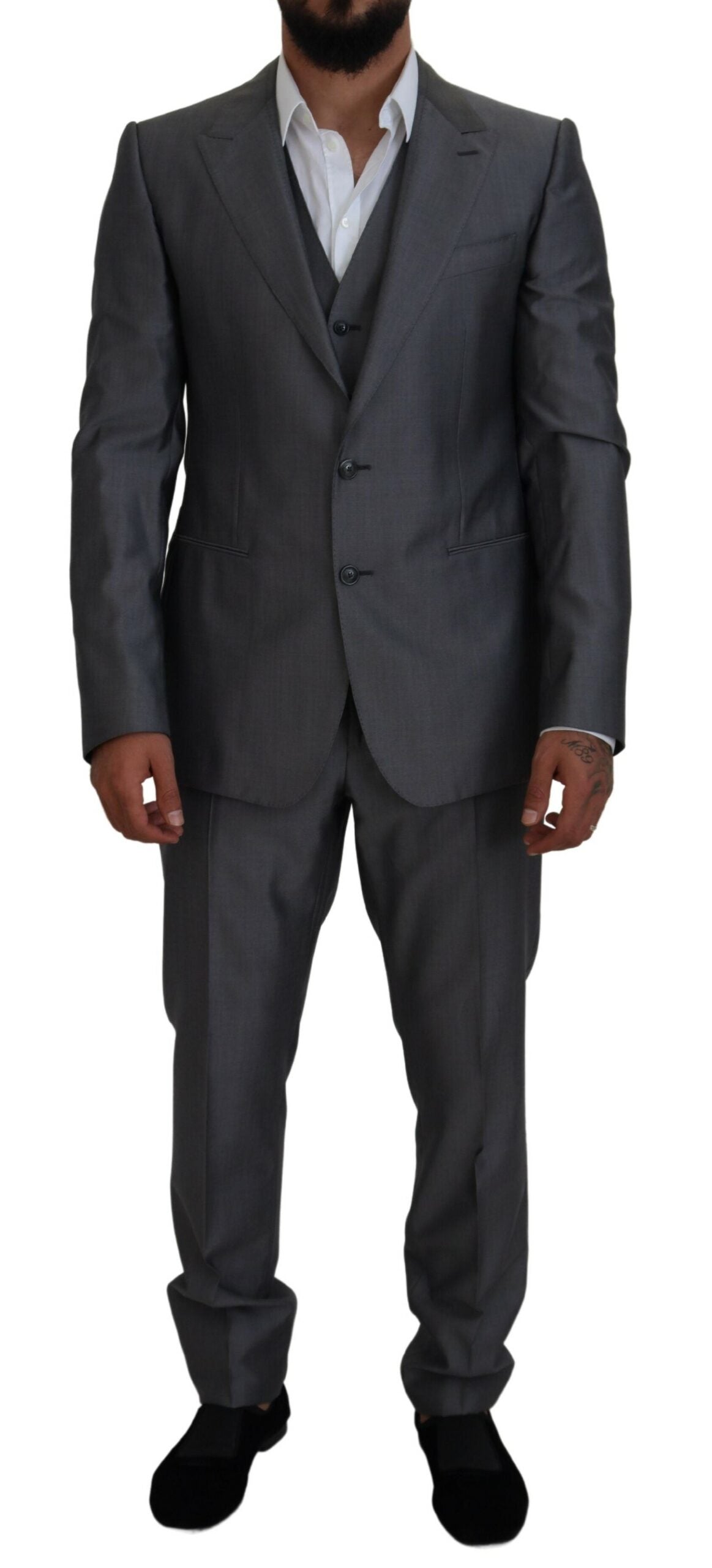 Dolce &amp; Gabbana Elegant Grey Silver Suit Sicilia σύνολο