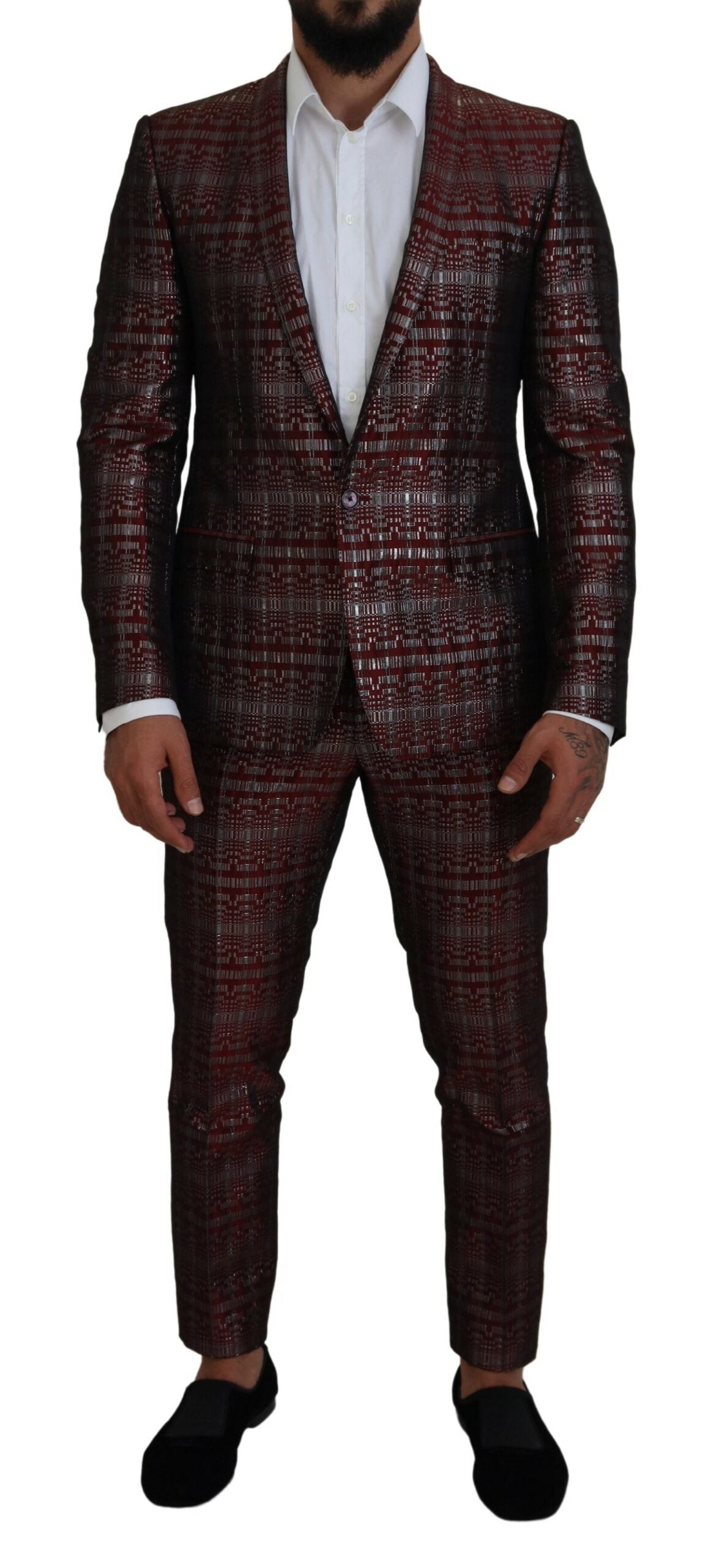 Κοστούμι δύο κομματιών Dolce &amp; Gabbana Bordeaux Fantasy Slim Fit