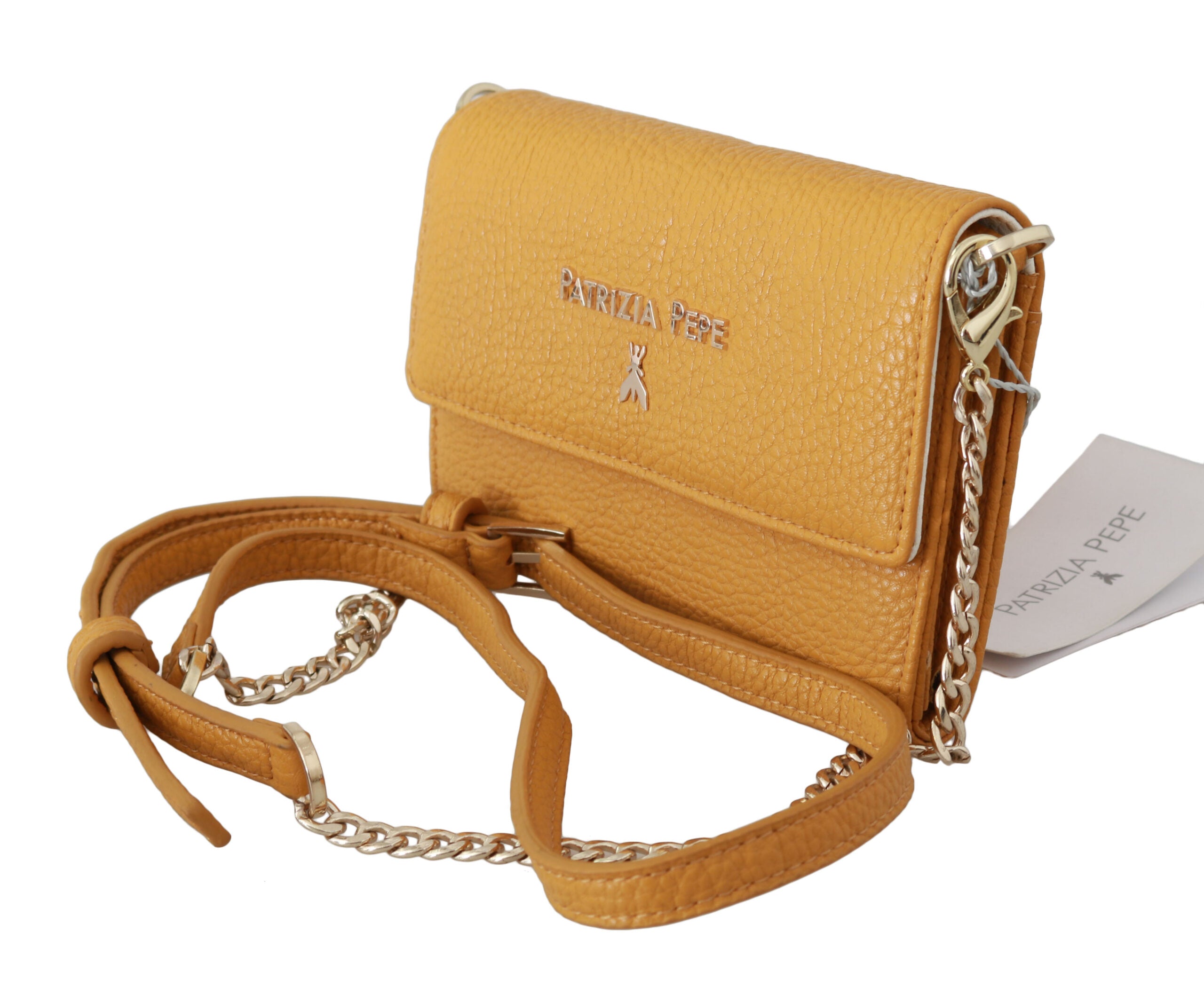 Patrizia Pepe Chic Yellow Leather Shoulder Bag