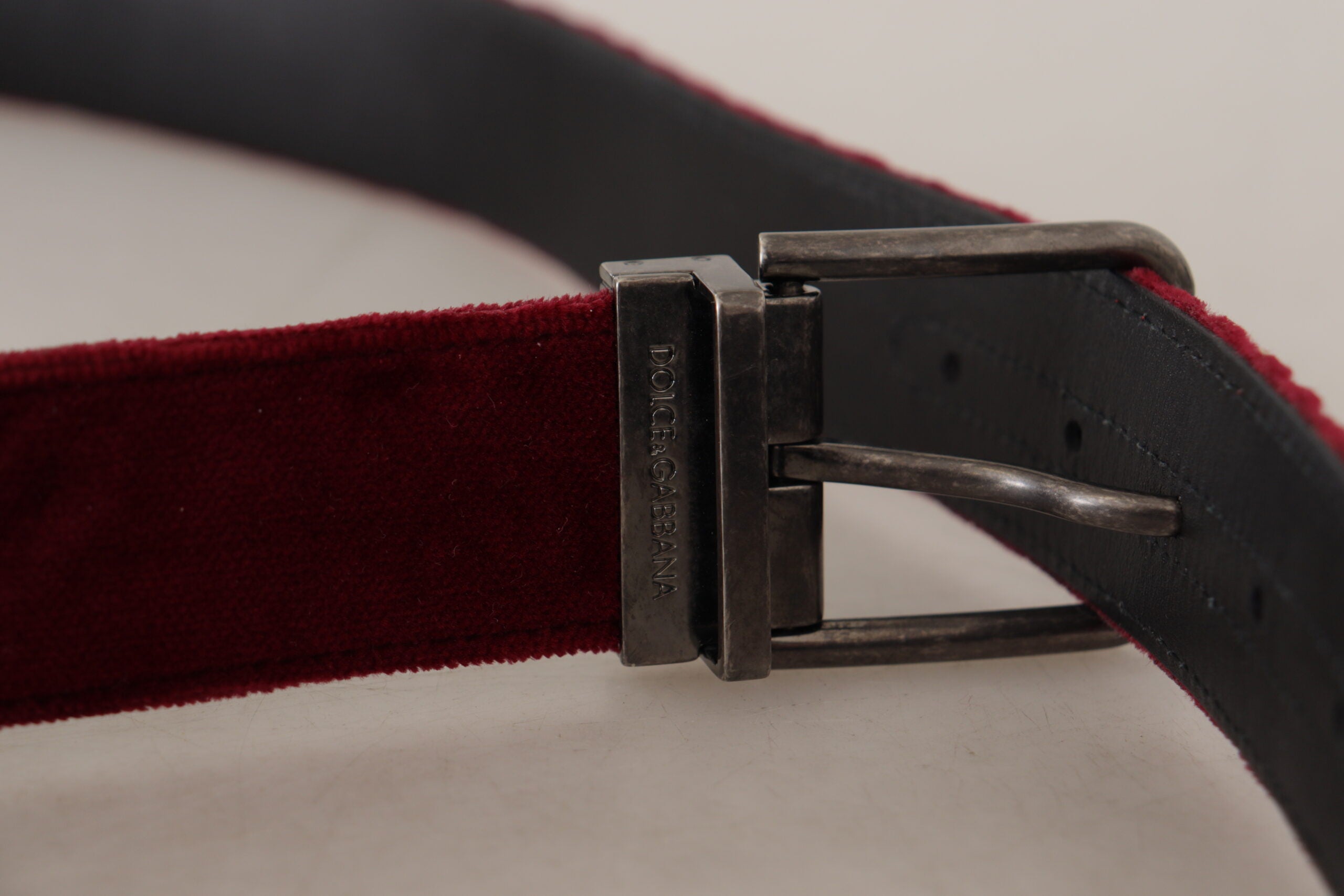 Dolce & Gabbana Velvet Maroon Elegance Belt