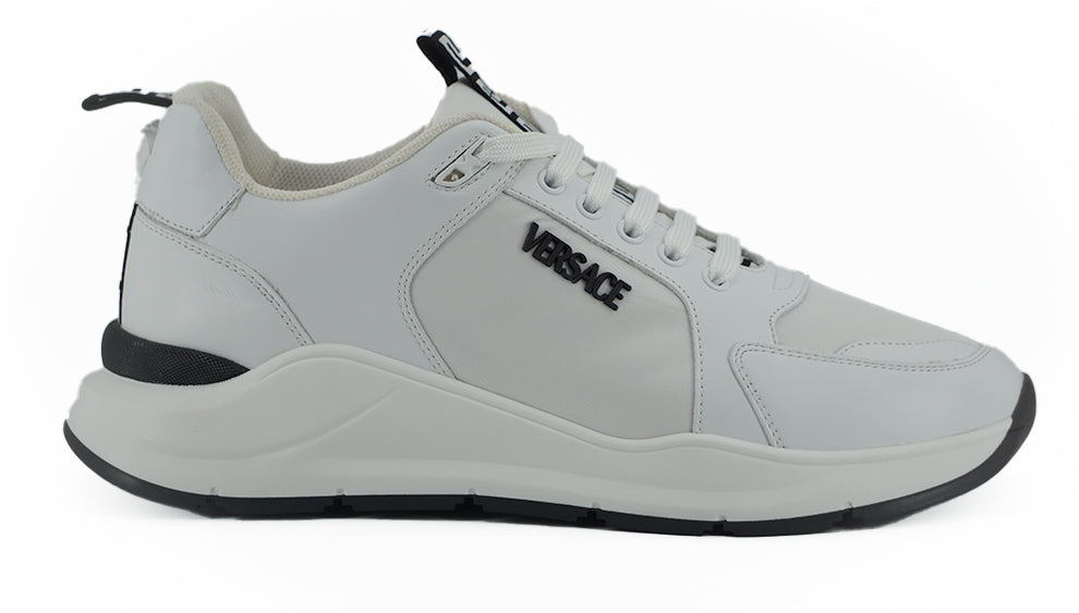 Δερμάτινα πάνινα παπούτσια Versace Sleek White Calf