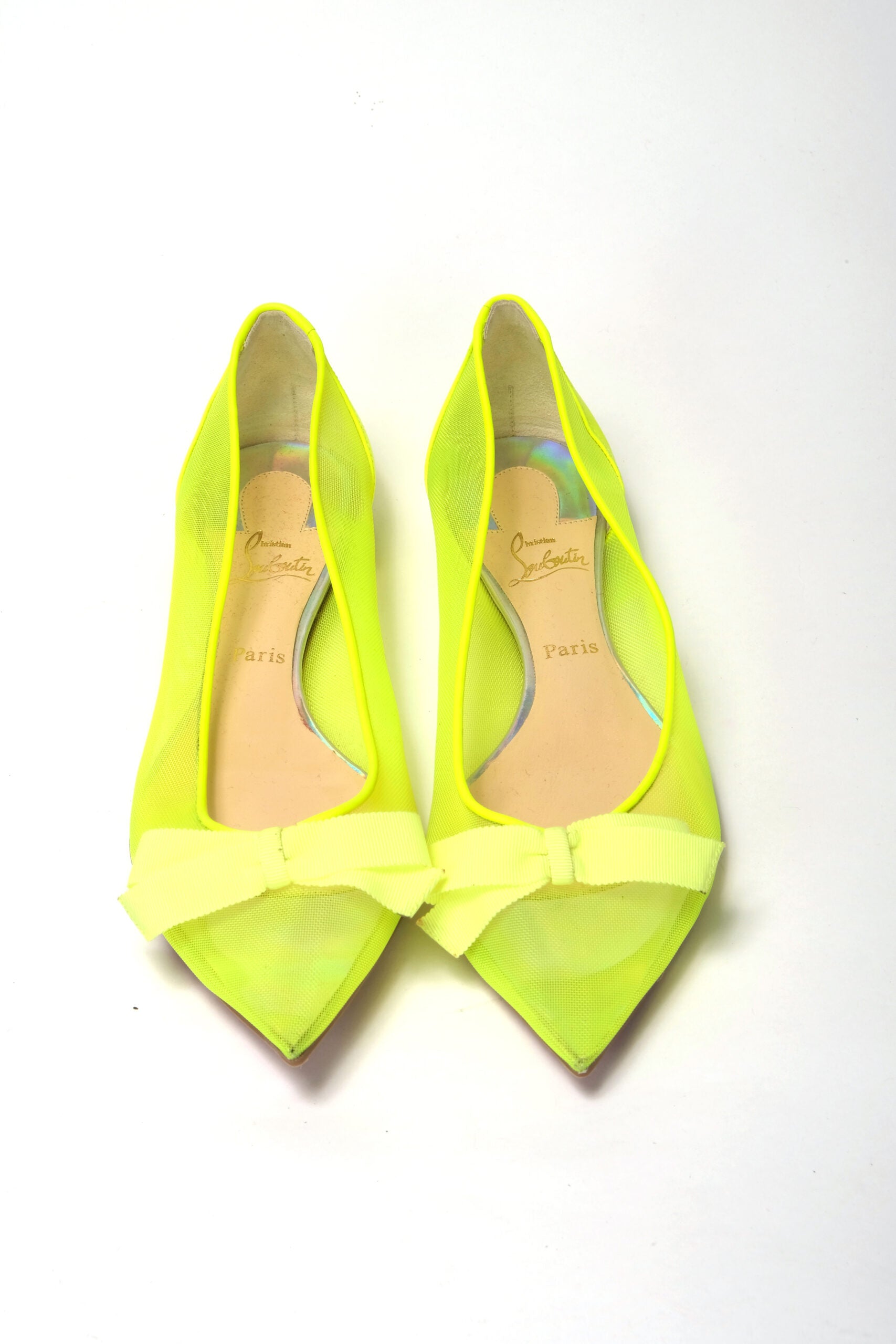 Παπούτσια Christian Louboutin Fluro Yellow Flat Point Toe