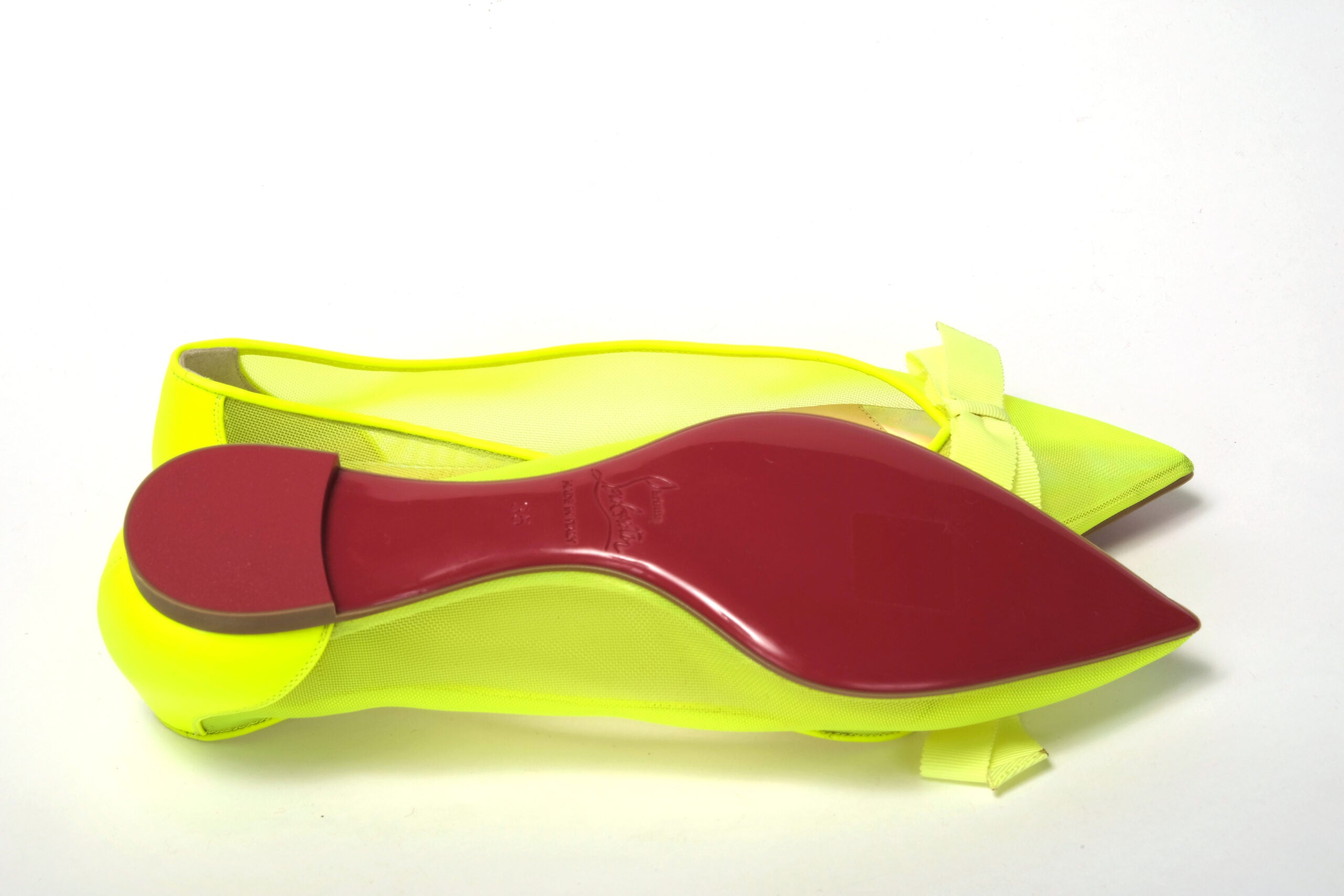 Παπούτσια Christian Louboutin Fluro Yellow Flat Point Toe