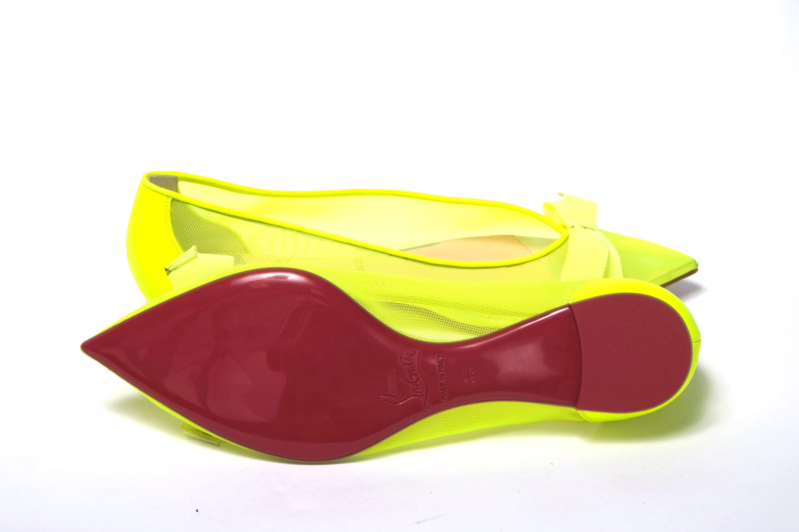 Παπούτσια Christian Louboutin Fluro Yellow Flat Point Toe