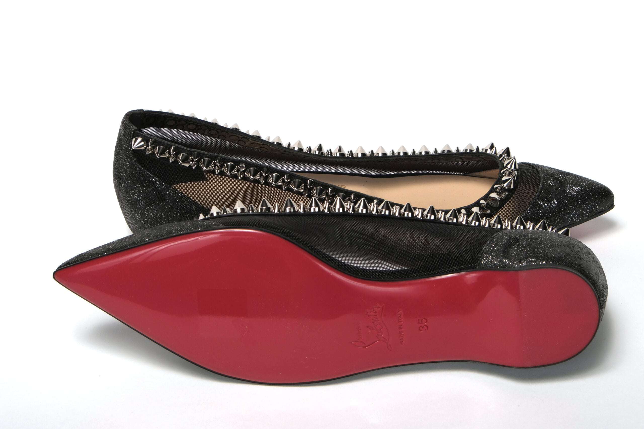 Παπούτσι Christian Louboutin μαύρο ασημί Flat Point Toe