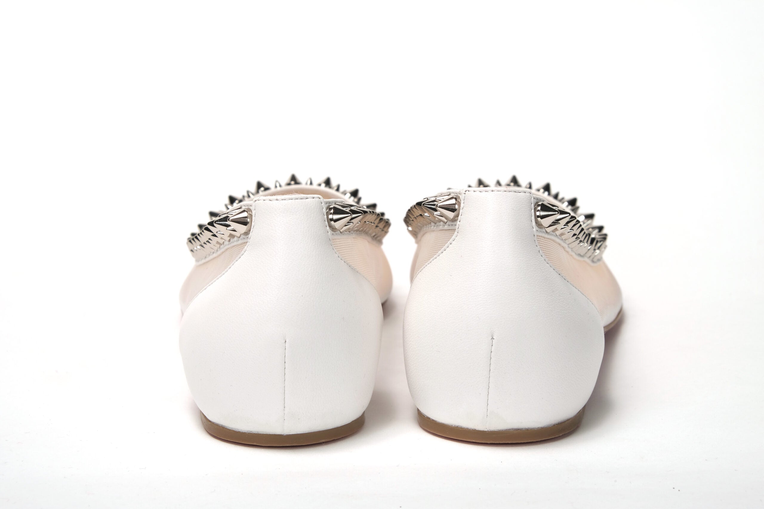 Παπούτσι Christian Louboutin Bianco Λευκό ασημί Flat Point Toe