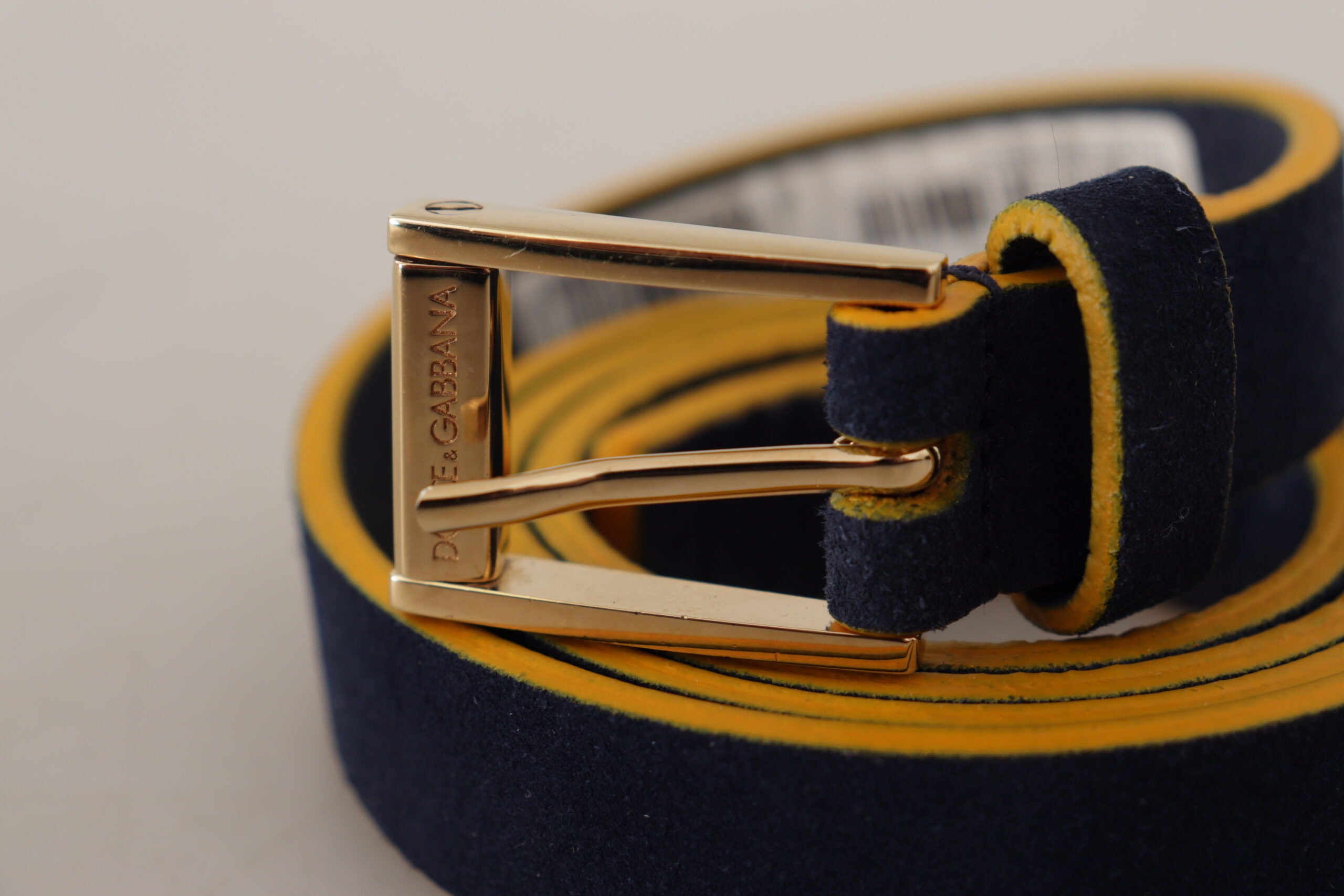 Dolce & Gabbana Chic Blue Suede Logo Buckle Belt