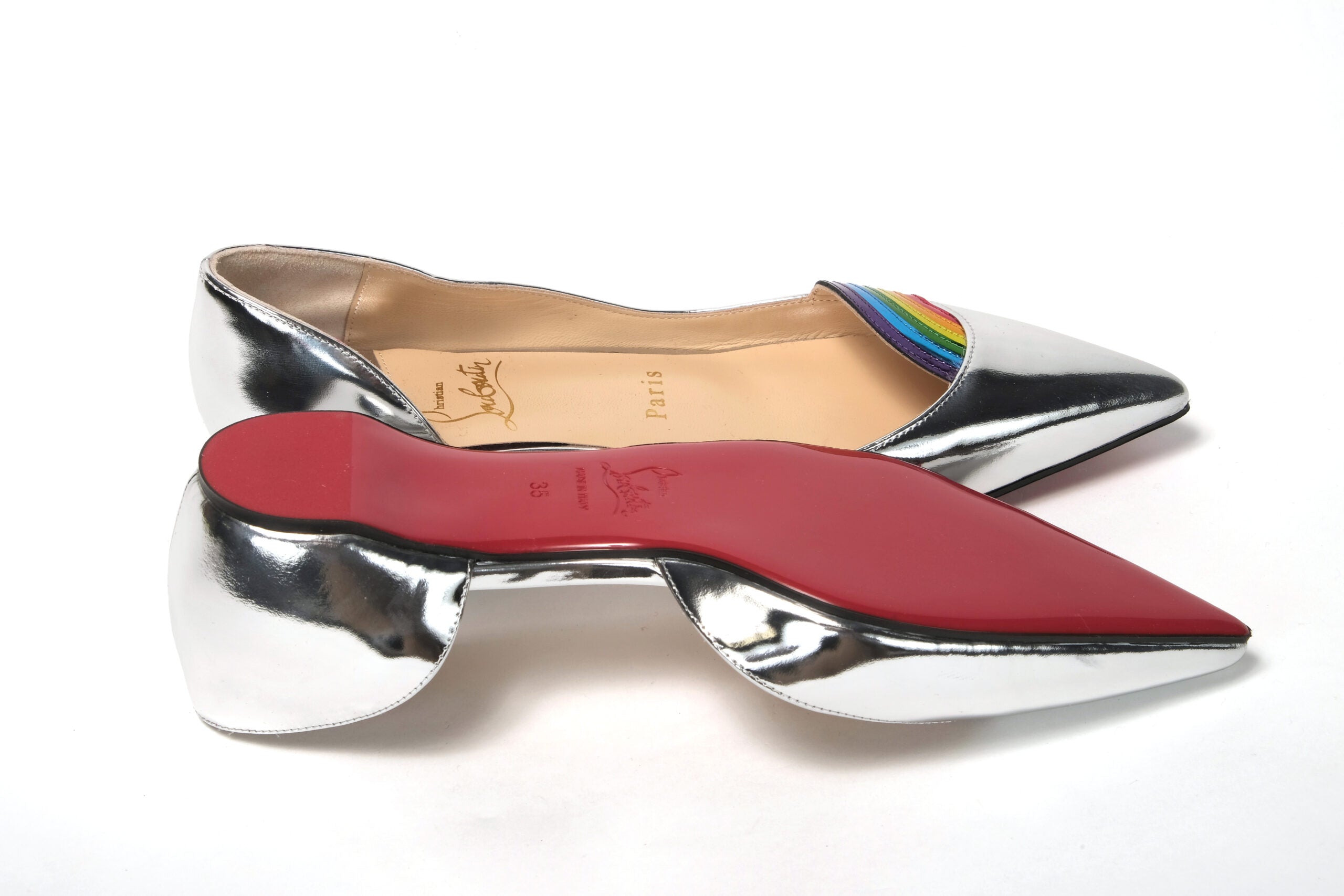 Παπούτσια με ασημένια πατέντα Christian Louboutin Flat Point Toe