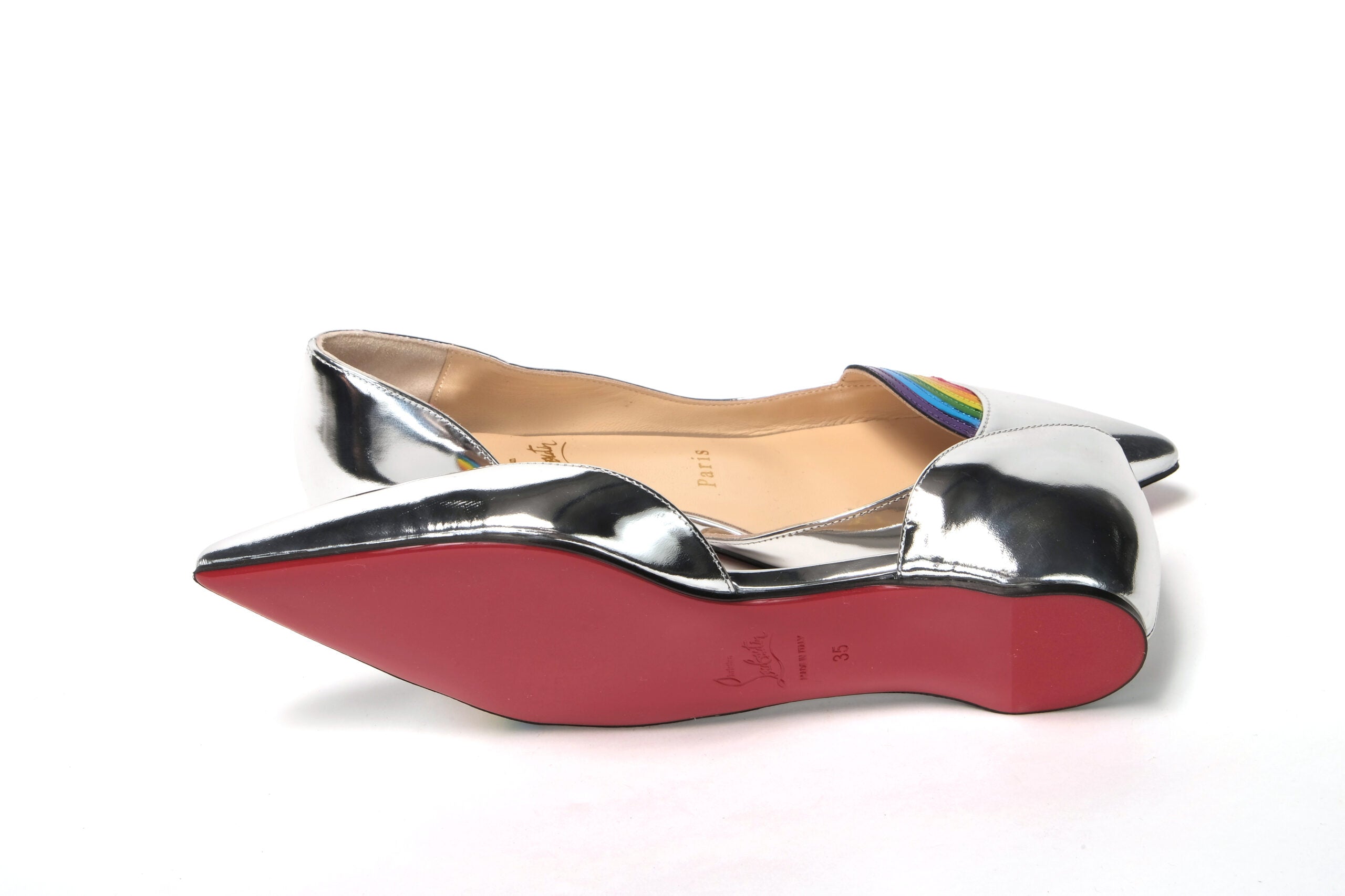 Παπούτσια με ασημένια πατέντα Christian Louboutin Flat Point Toe